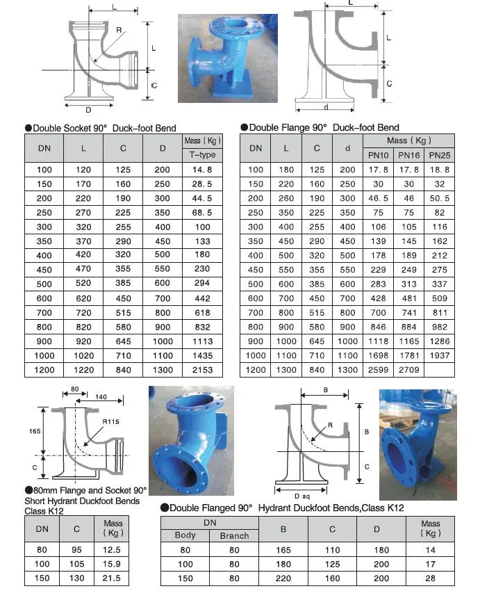 Ductile Iron Pipe Fitting Elbow Flange Bend for Water Project